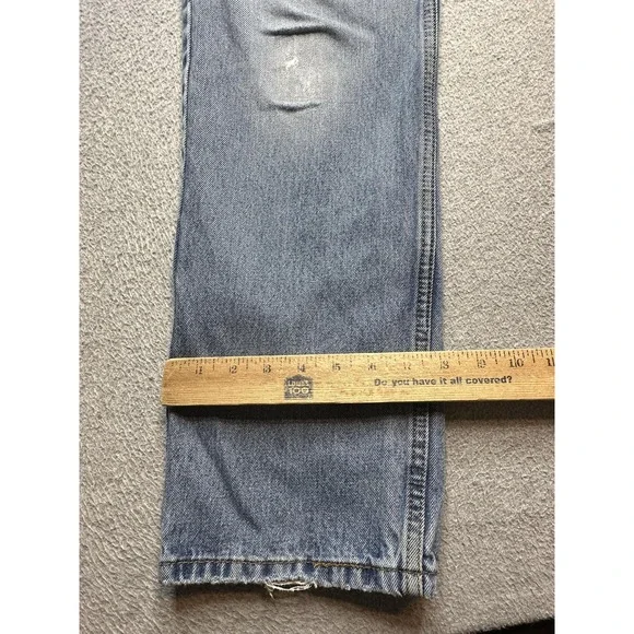 Levis 516 Jeans Mens 33x34 (31x31) Light Wash Blue Denim Straight Leg Zipper Fly - Picture 4 of 16